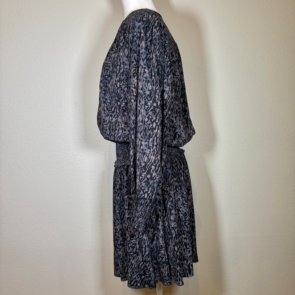 Rails Zana Black and Gray Long Sleeve Dress with Smocked Waist Size XL - Picture 4 of 10
